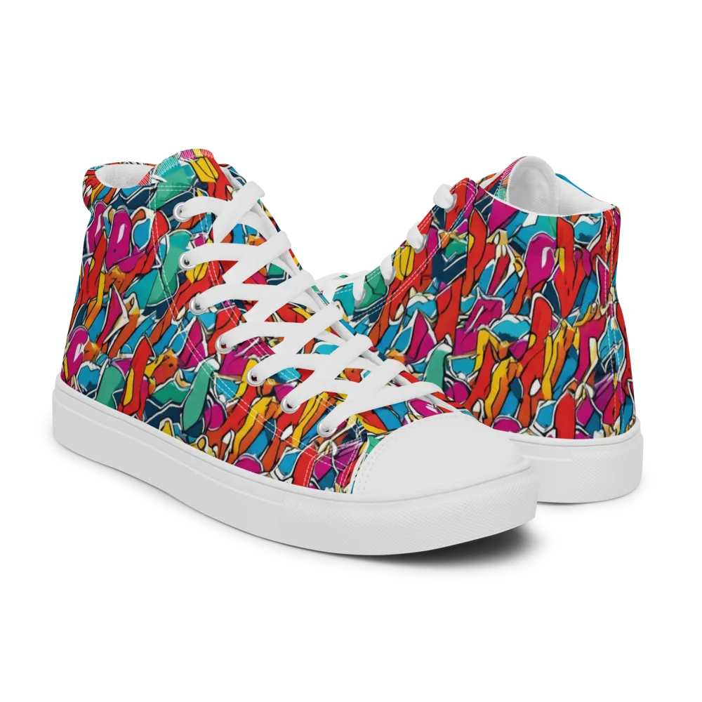 Neon Shardfield on Men's High Top Canvas Shoes — Right