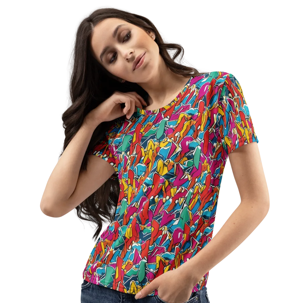 Neon Shardfield on Women's Crew Neck T-Shirt — Left Front
