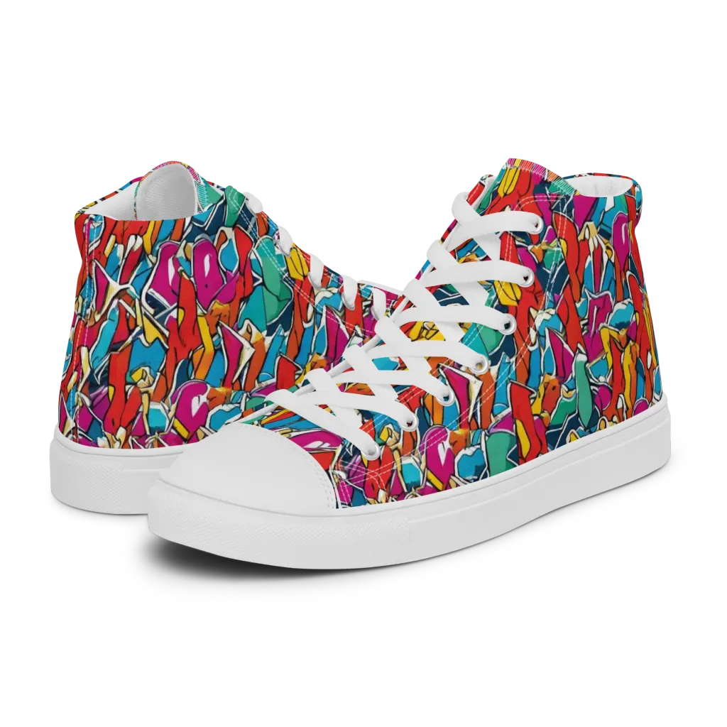Neon Shardfield on Women's High Top Canvas Shoes — Left