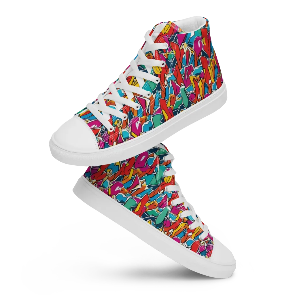 Neon Shardfield on Women's High Top Canvas Shoes — Front