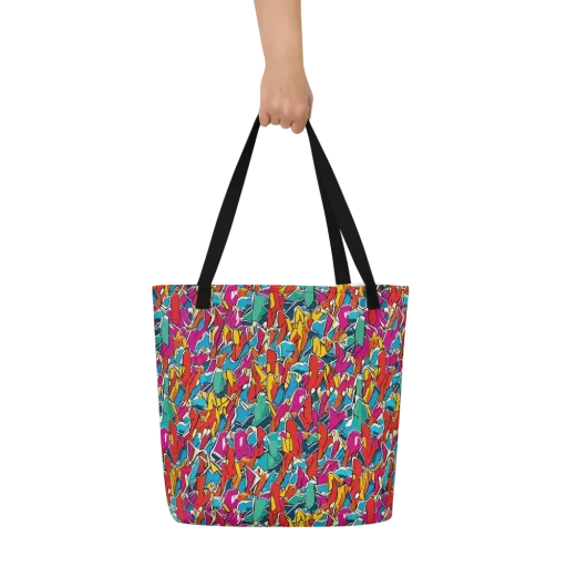 Neon Shardfield on a Large Tote Bag W/ Pocket