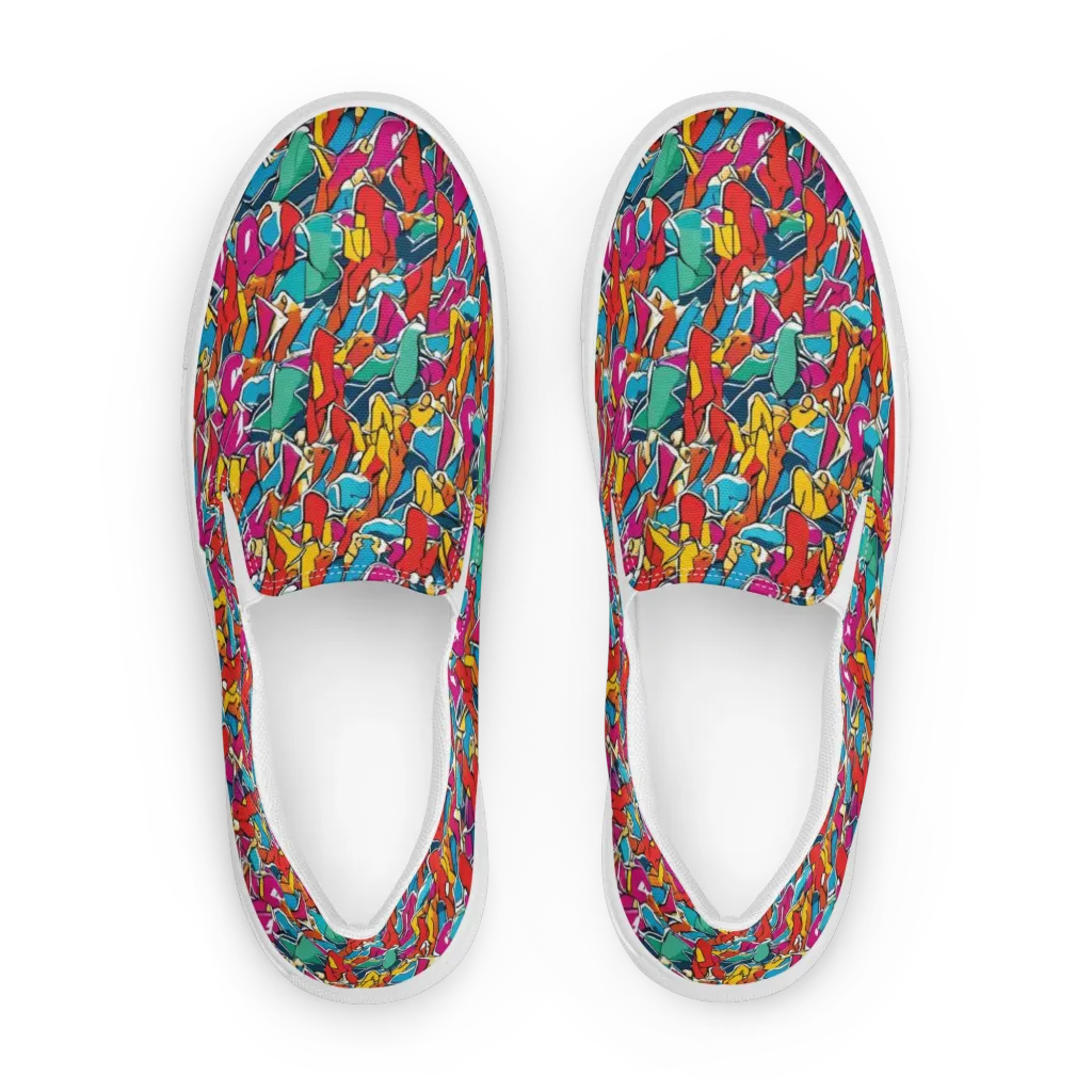 Neon Shardfield on Women's Slip-On Canvas Shoes — Front
