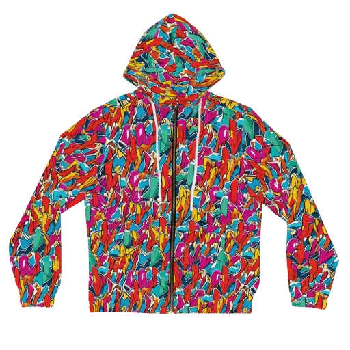 Neon Shardfield on a Women's Full-Zip Hoodie
