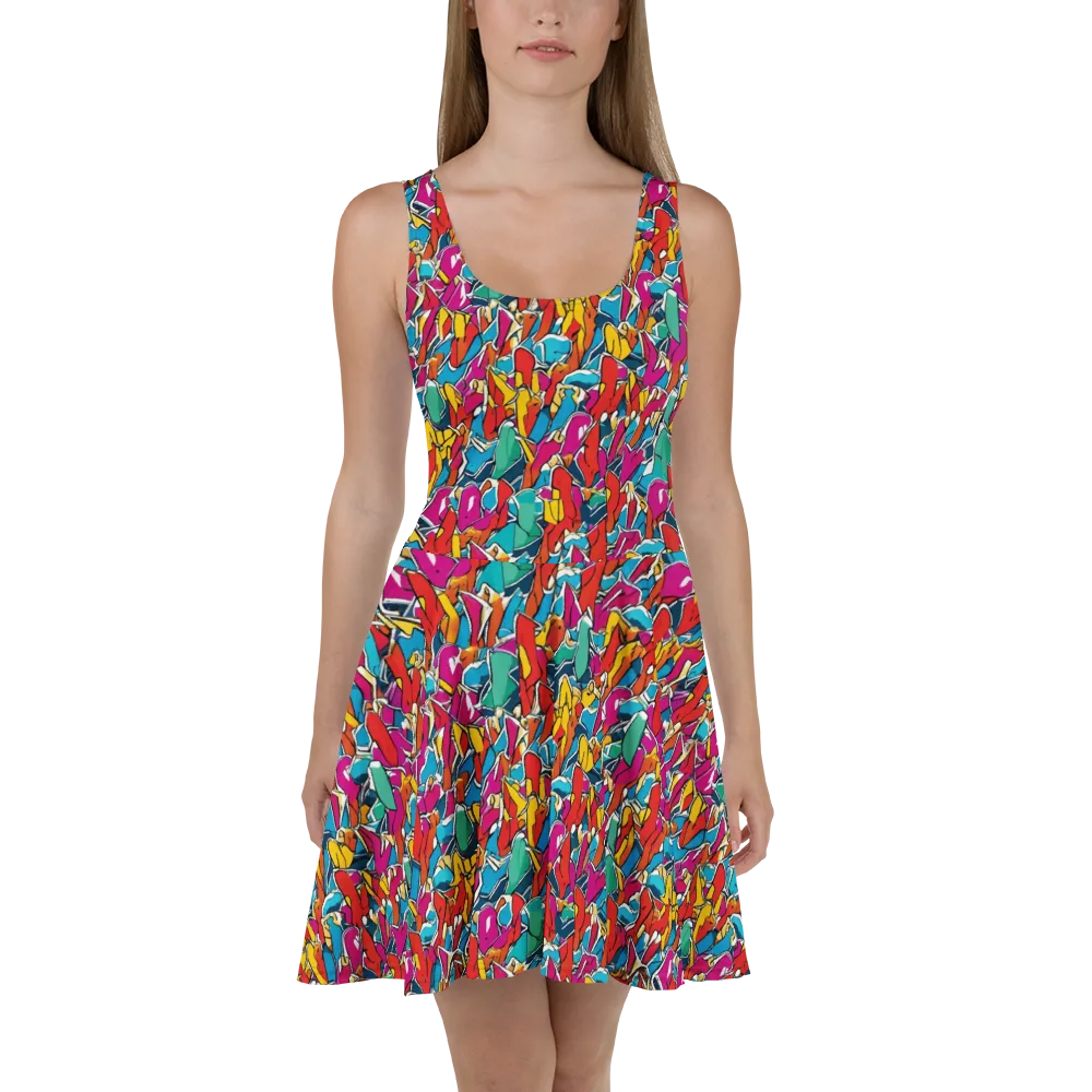 Neon Shardfield on Skater Dress — Front