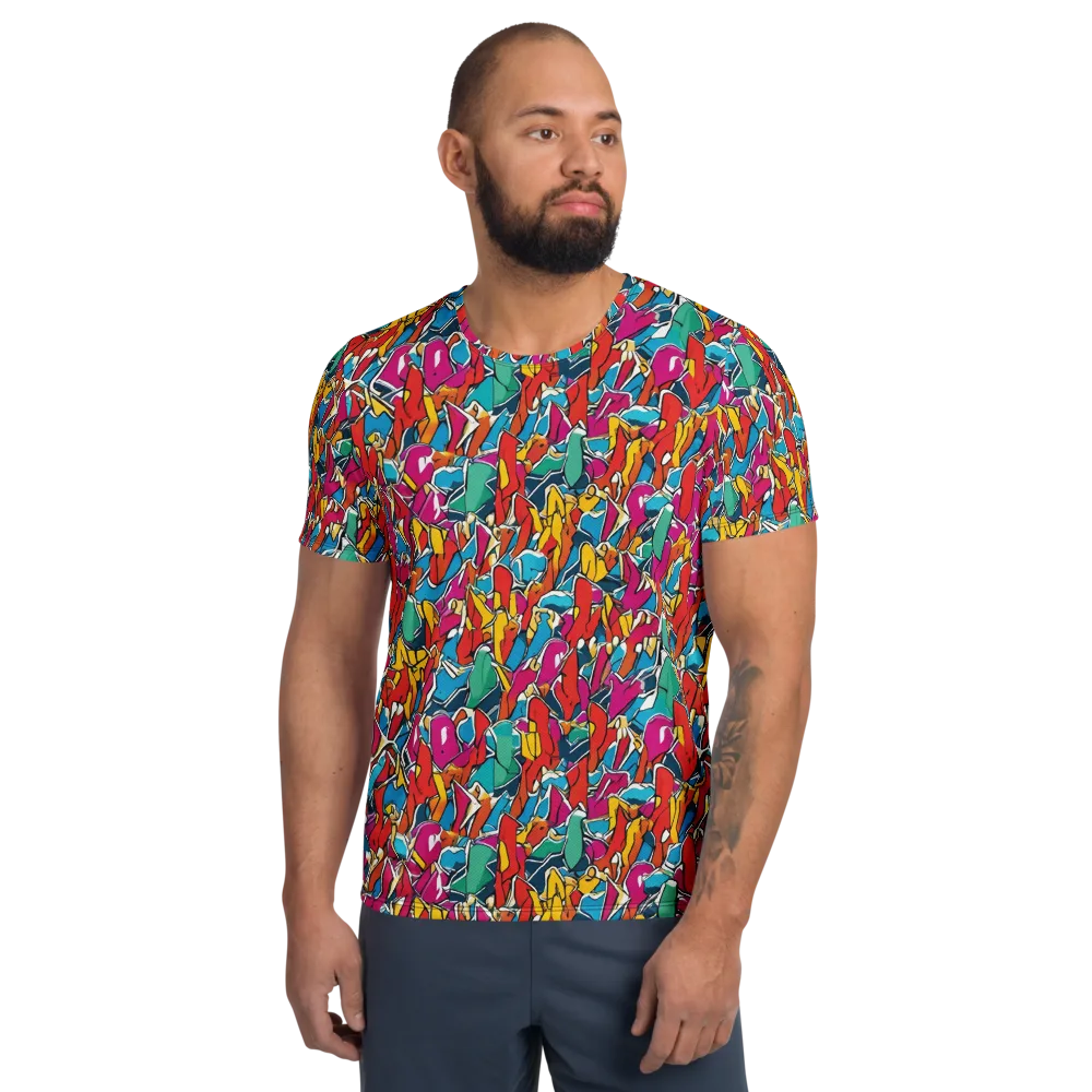 Neon Shardfield on Men's Athletic T-Shirt — Front
