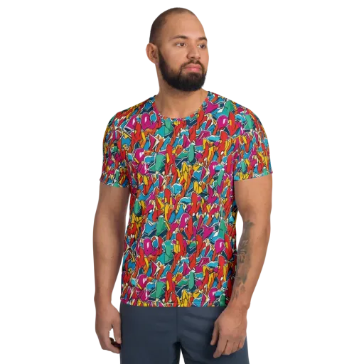 Neon Shardfield on a Men's Athletic T-Shirt