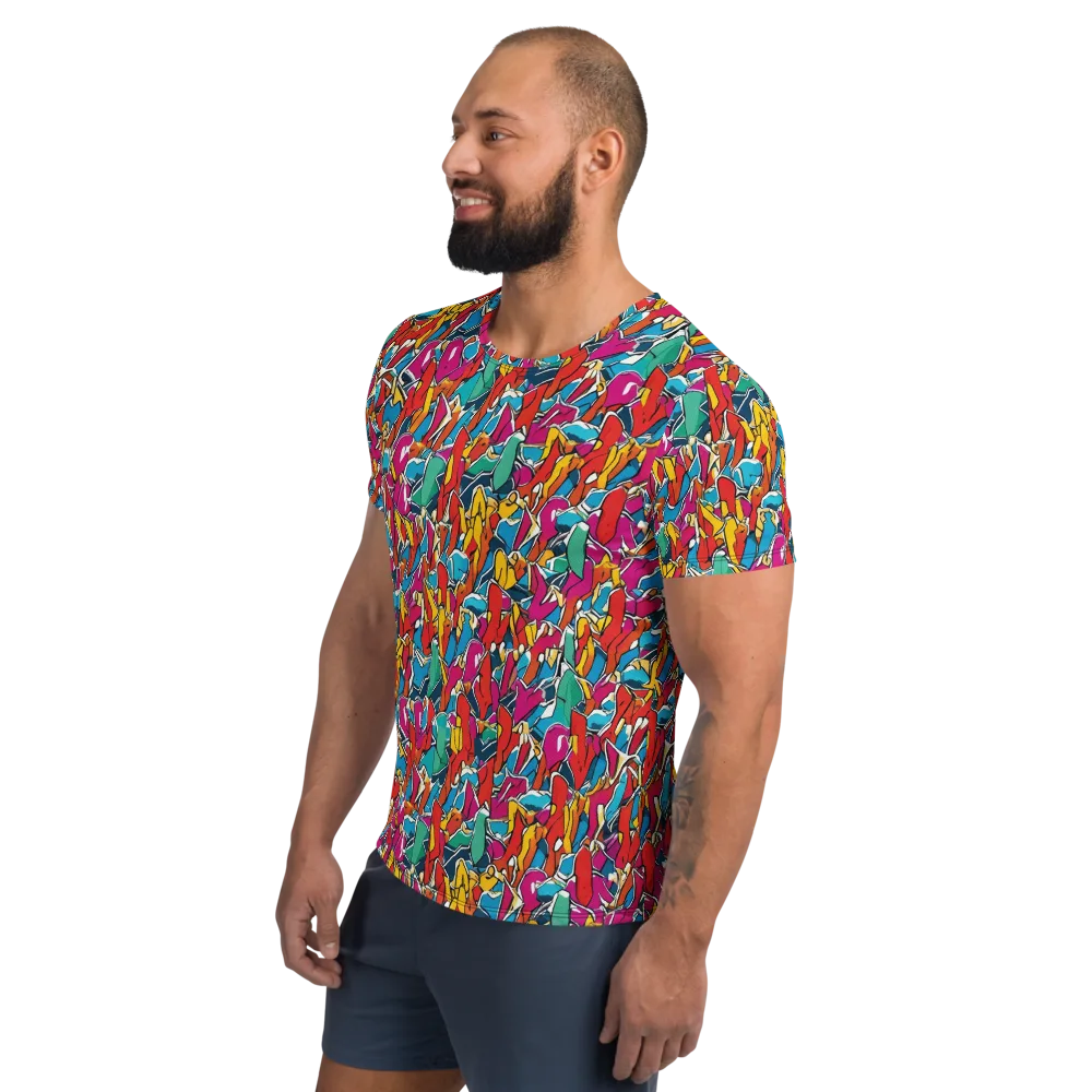 Neon Shardfield on Men's Athletic T-Shirt — Left