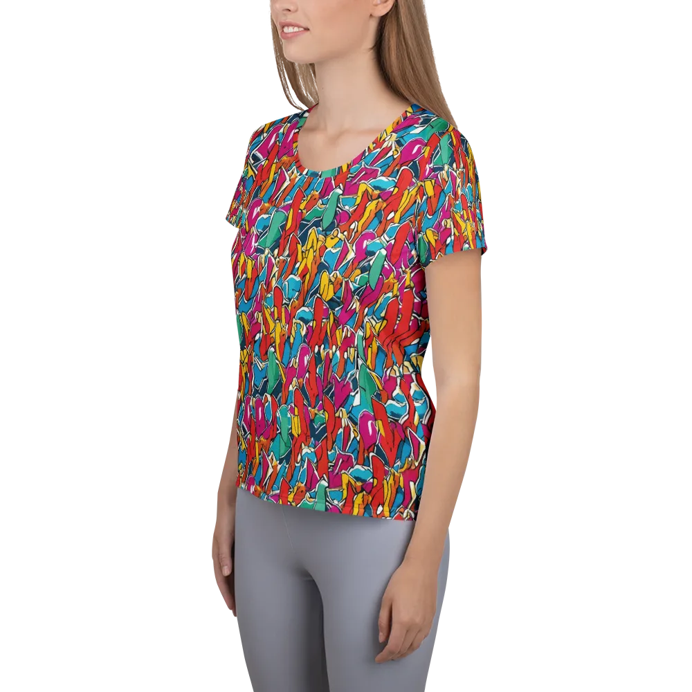 Neon Shardfield on Women's Athletic T-Shirt — Left
