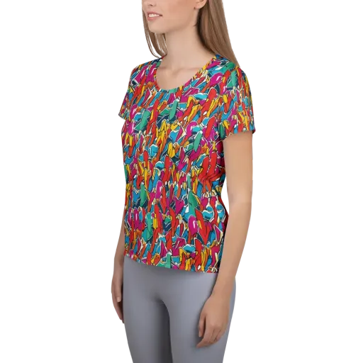 Neon Shardfield on a Women's Athletic T-Shirt