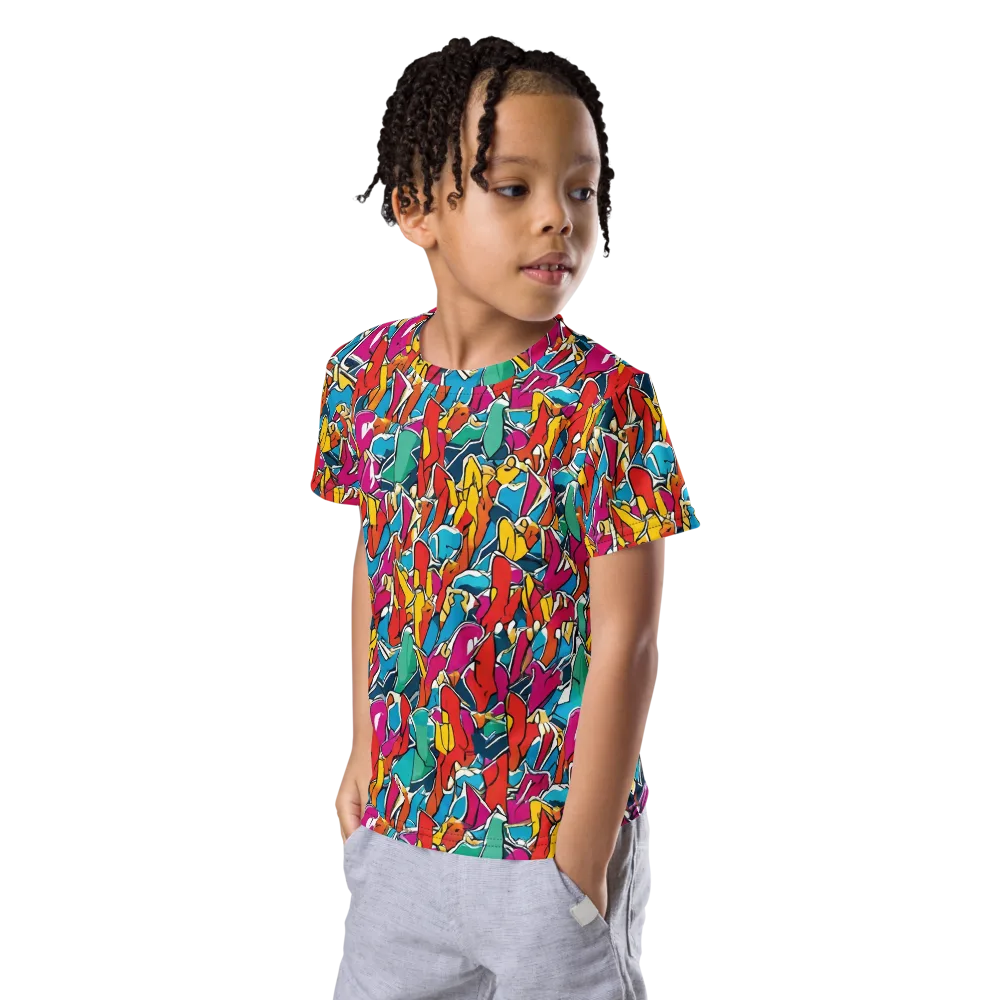 Neon Shardfield on Kids Crew Neck T-Shirt — Left Front