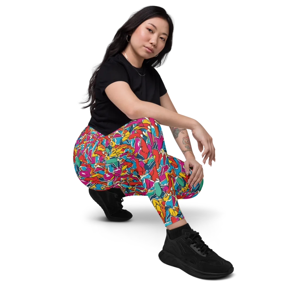 Neon Shardfield on Leggings with Pockets — Right Front