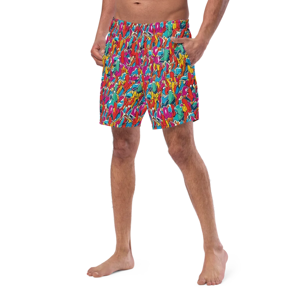 Neon Shardfield on Swim Trunks — Left Front