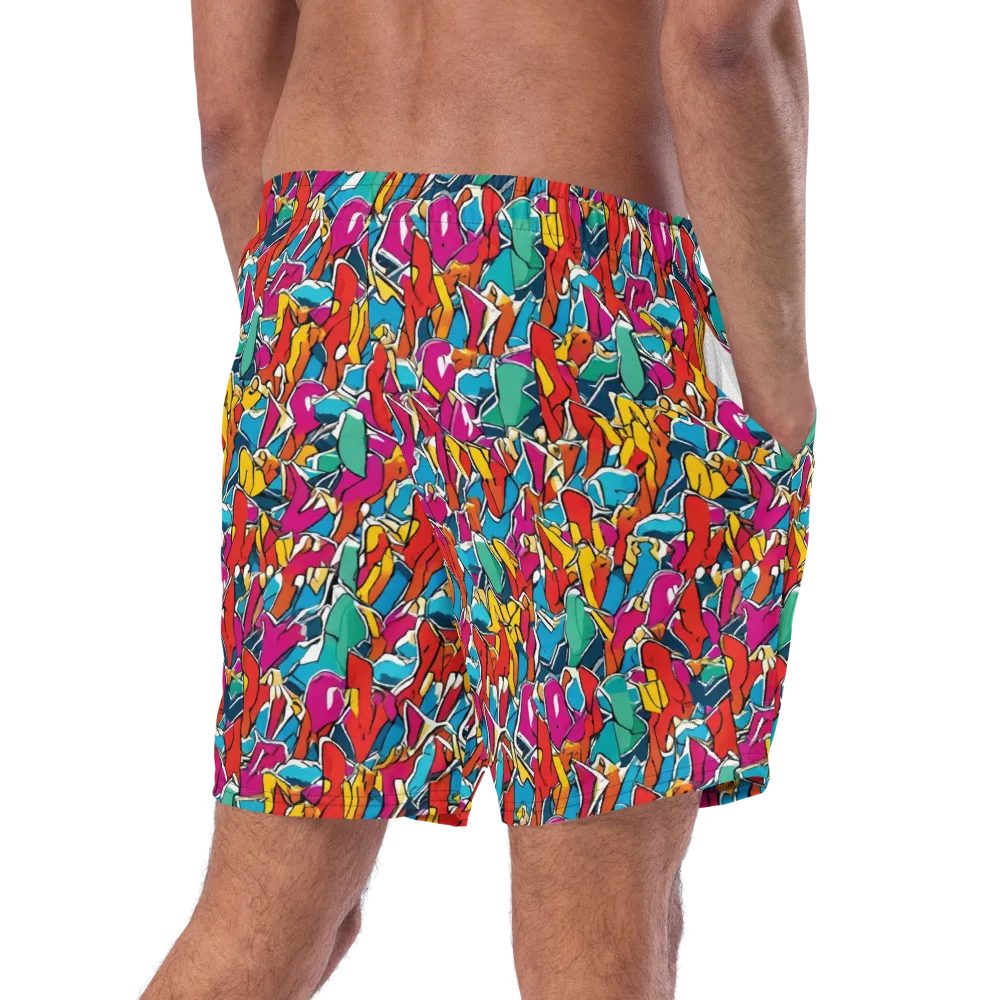 Neon Shardfield on Swim Trunks — Right Back