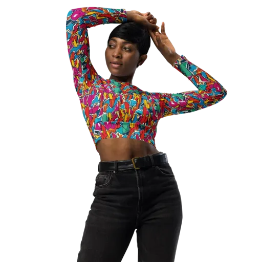 Neon Shardfield on a Long Sleeve Crop Top