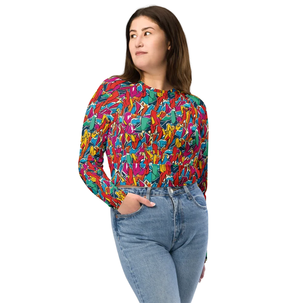 Neon Shardfield on Long Sleeve Crop Top — Front