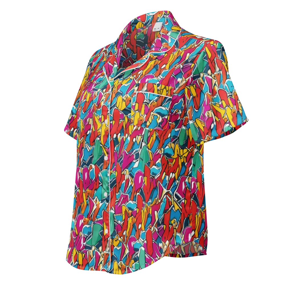 Neon Shardfield on Women's Short Sleeve Pajama Top — Left Front