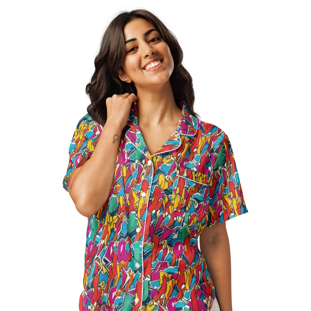 Neon Shardfield on Women's Short Sleeve Pajama Top — Front