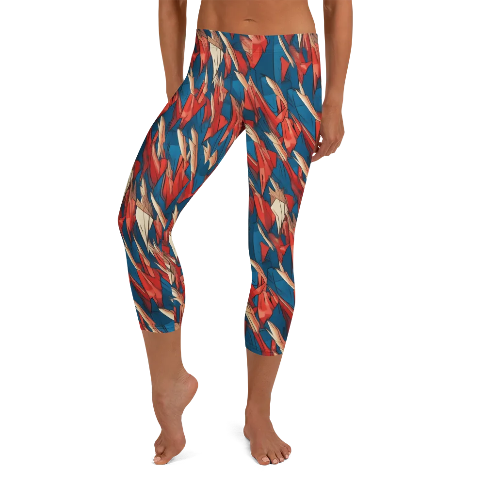 Cobalt Plume on Capri Leggings — Front
