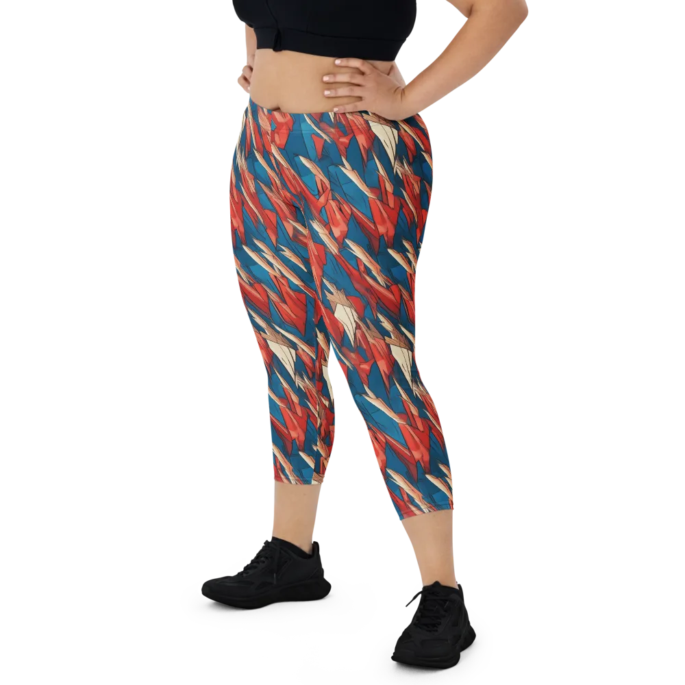 Cobalt Plume on Capri Leggings — Front