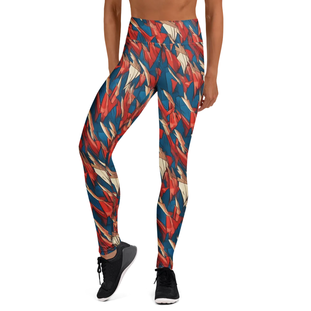 Cobalt Plume on Yoga Leggings — Front