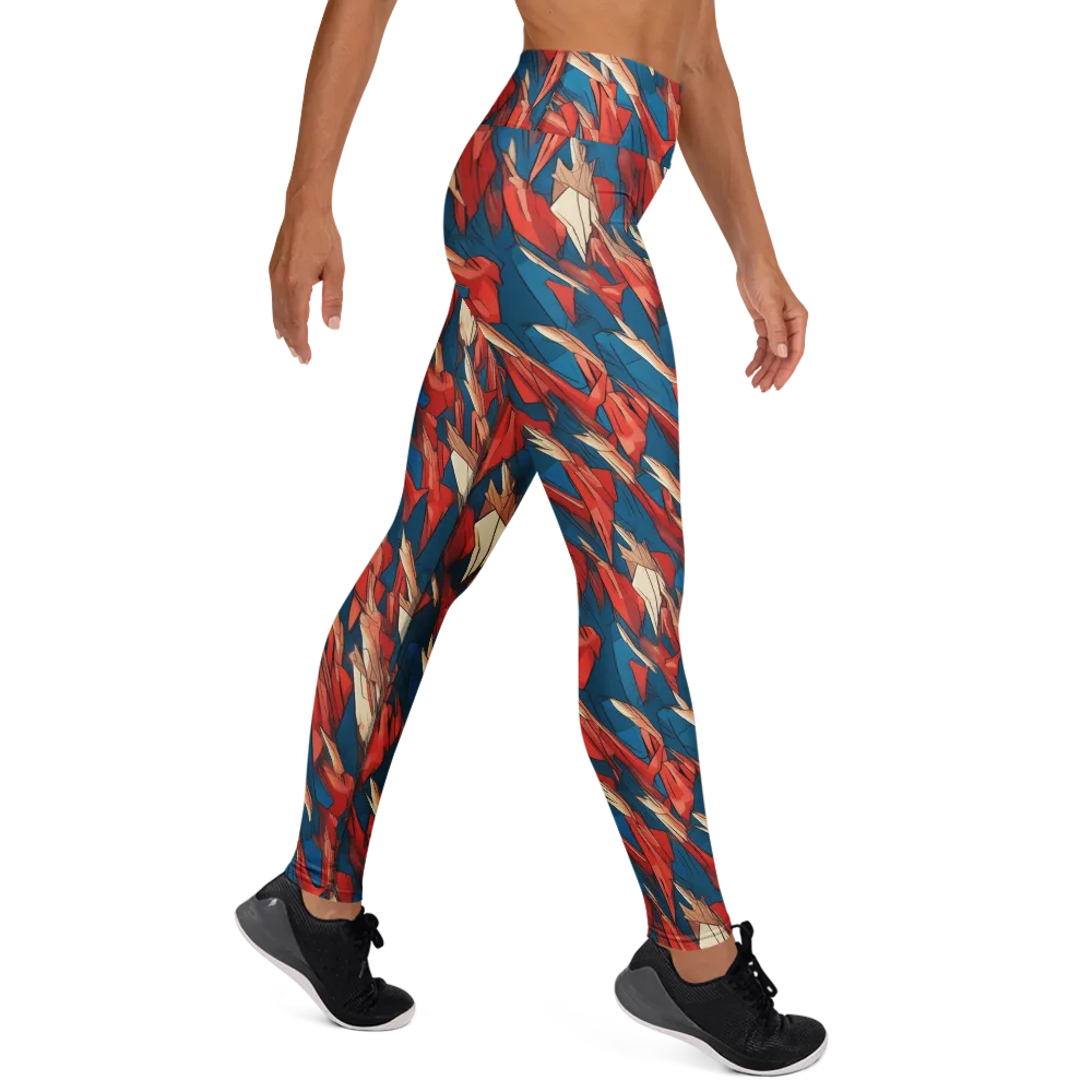 Cobalt Plume on Yoga Leggings — Right