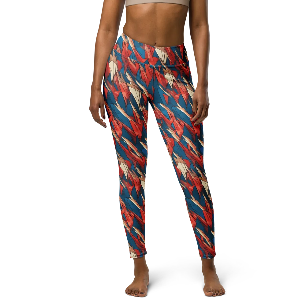 Cobalt Plume on Yoga Leggings — Front