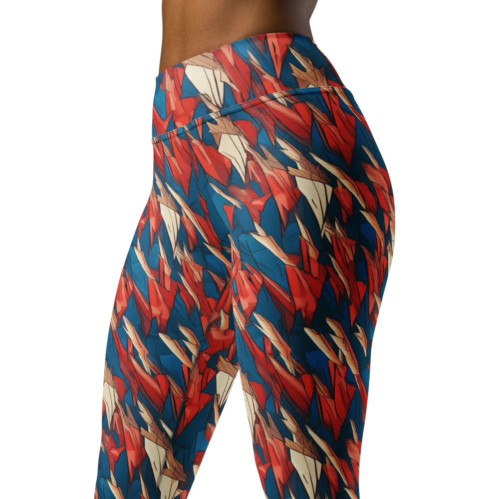 Cobalt Plume on Yoga Leggings — Left Front