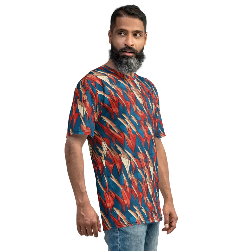 Cobalt Plume on Men's Crew Neck T-Shirt — Right
