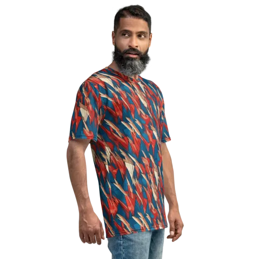 Cobalt Plume on a Men's Crew Neck T-Shirt