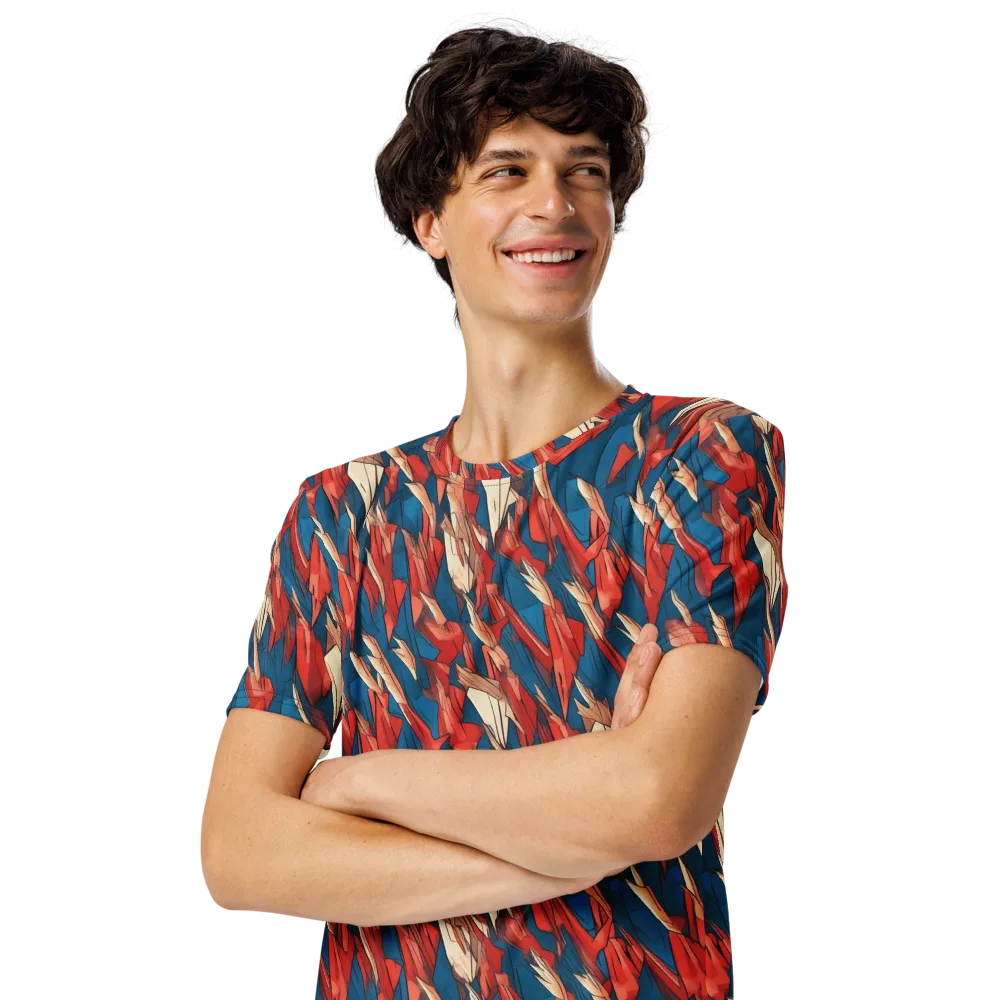 Cobalt Plume on Men's Crew Neck T-Shirt — Left Front