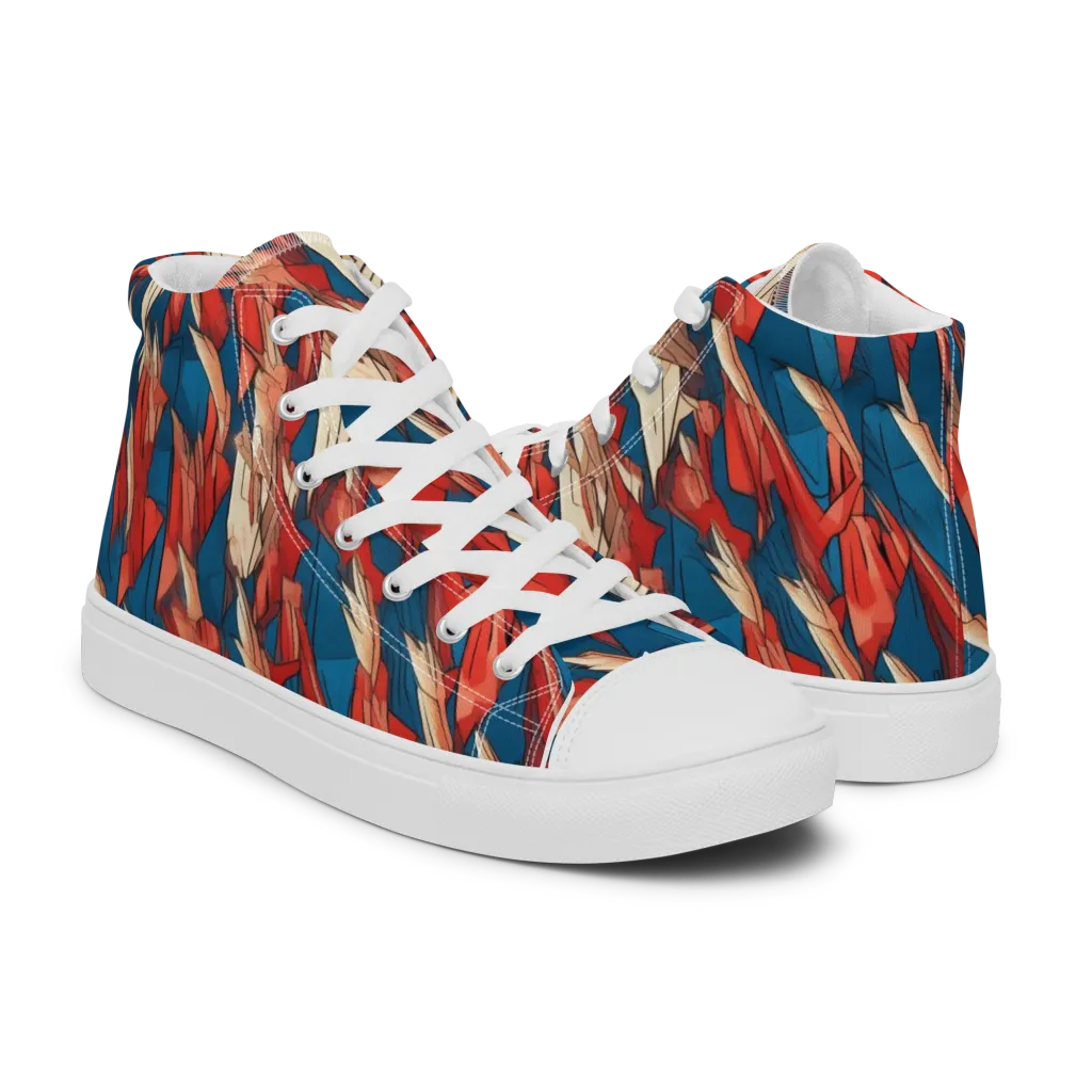 Cobalt Plume on Men's High Top Canvas Shoes — Right