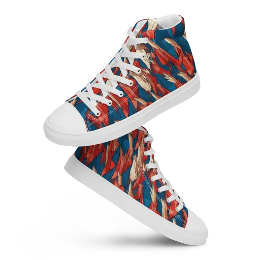 Cobalt Plume on a Men's High Top Canvas Shoes