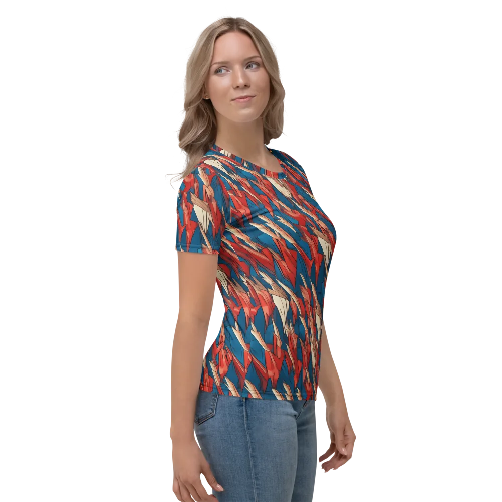 Cobalt Plume on Women's Crew Neck T-Shirt — Right