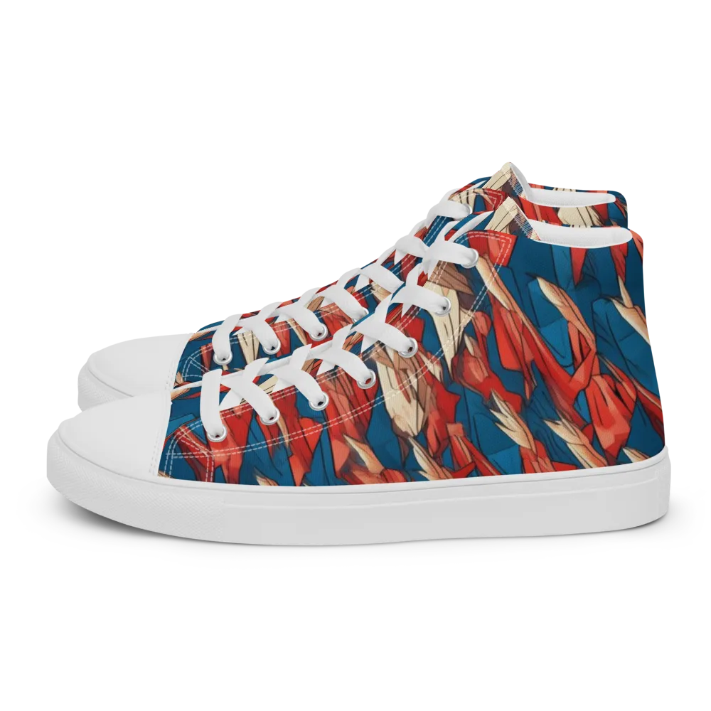 Cobalt Plume on Women's High Top Canvas Shoes — Left