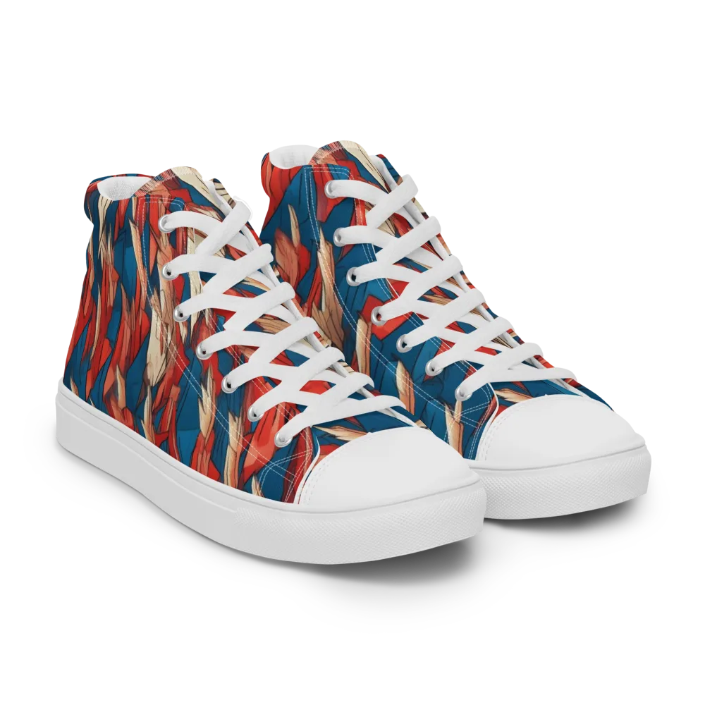 Cobalt Plume on Women's High Top Canvas Shoes — Right Front