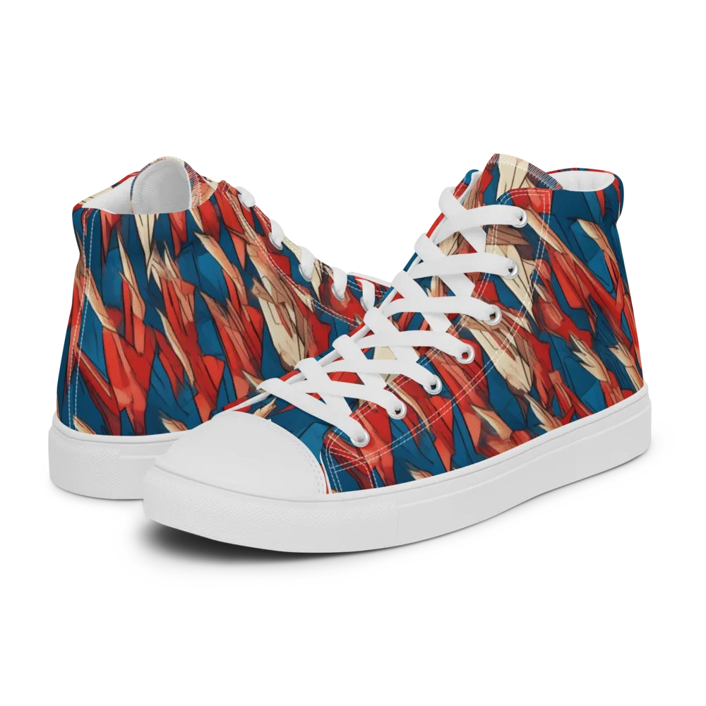 Cobalt Plume on Women's High Top Canvas Shoes — Left