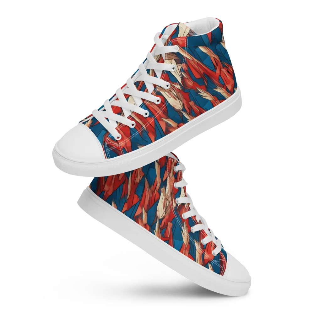 Cobalt Plume on Women's High Top Canvas Shoes — Front
