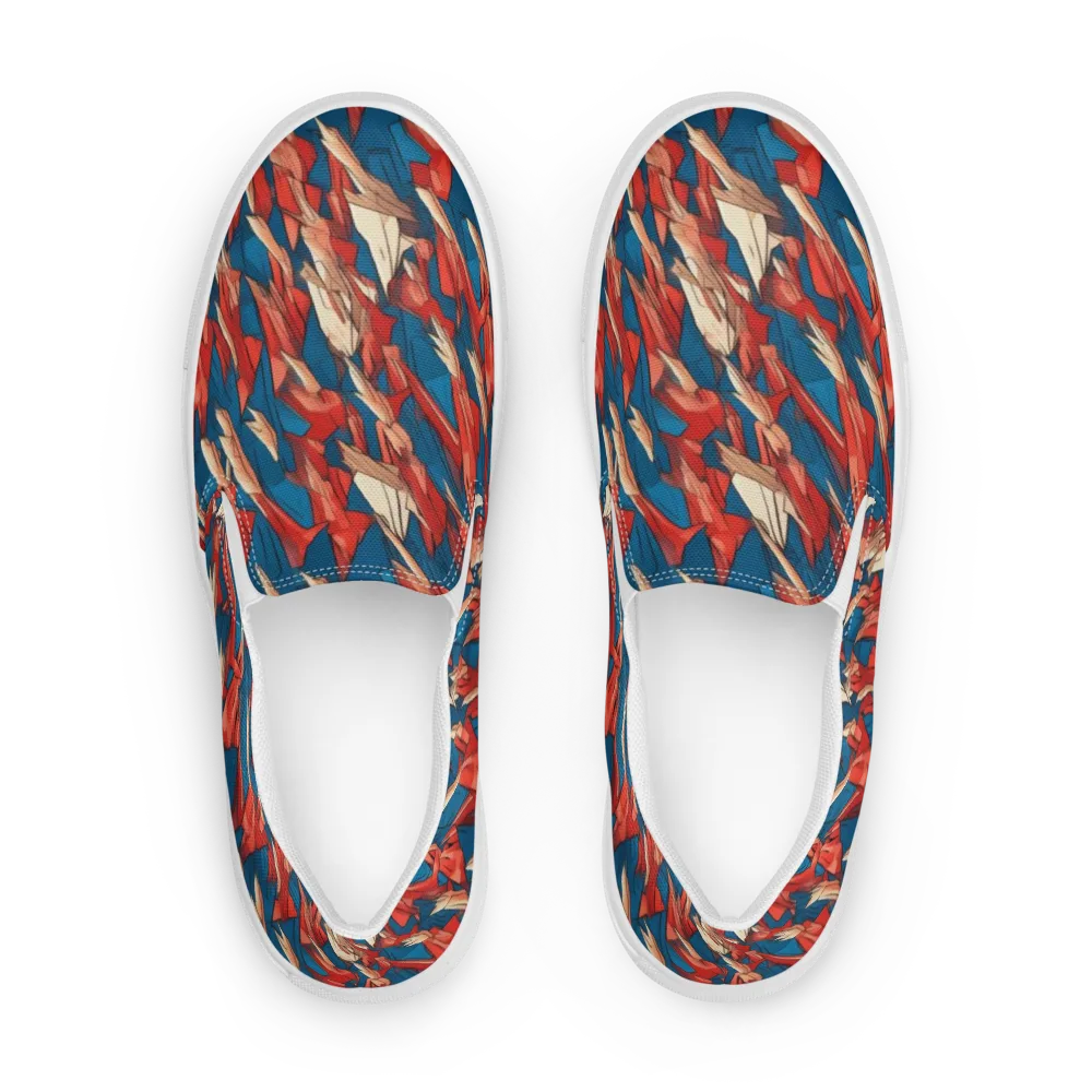 Cobalt Plume on Men's Slip-On Canvas Shoes — Front