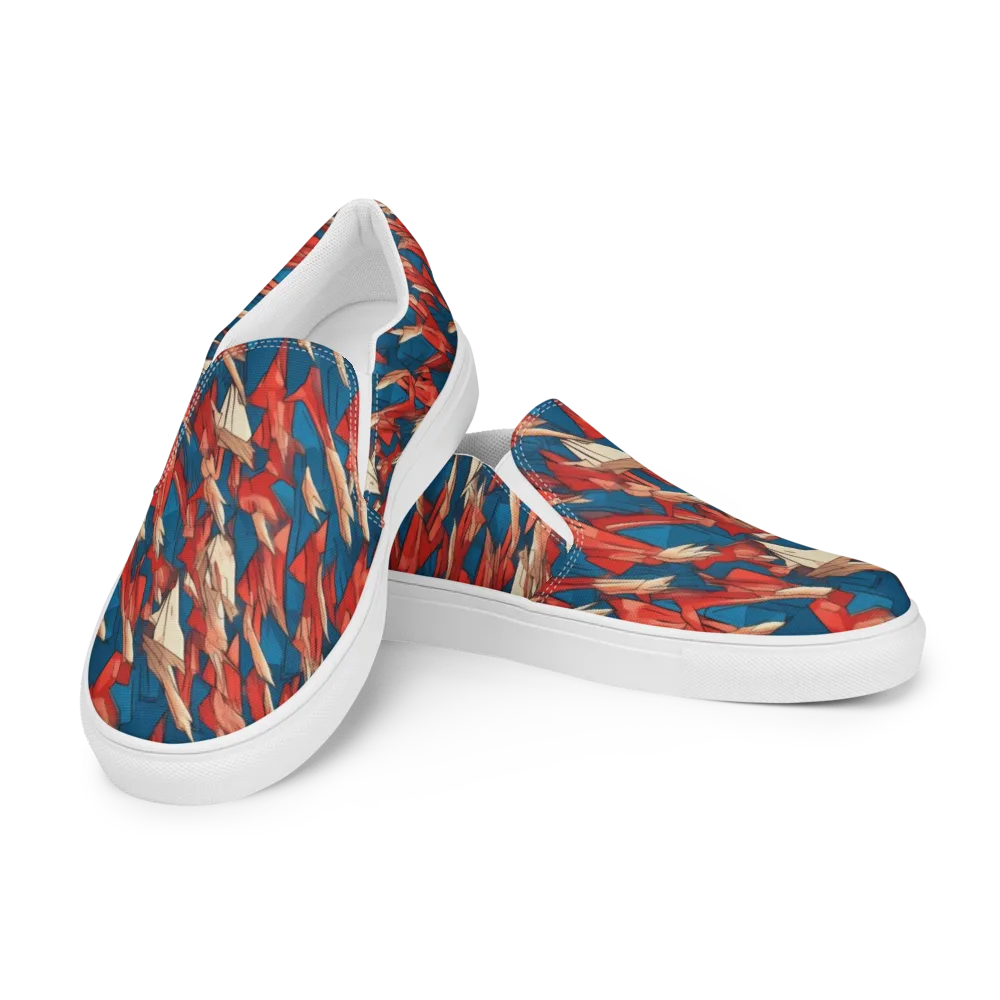 Cobalt Plume on Men's Slip-On Canvas Shoes — Left Front