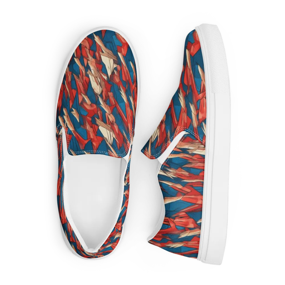 Cobalt Plume on Men's Slip-On Canvas Shoes — Front