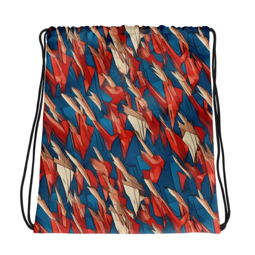 Cobalt Plume on a Drawstring Bag