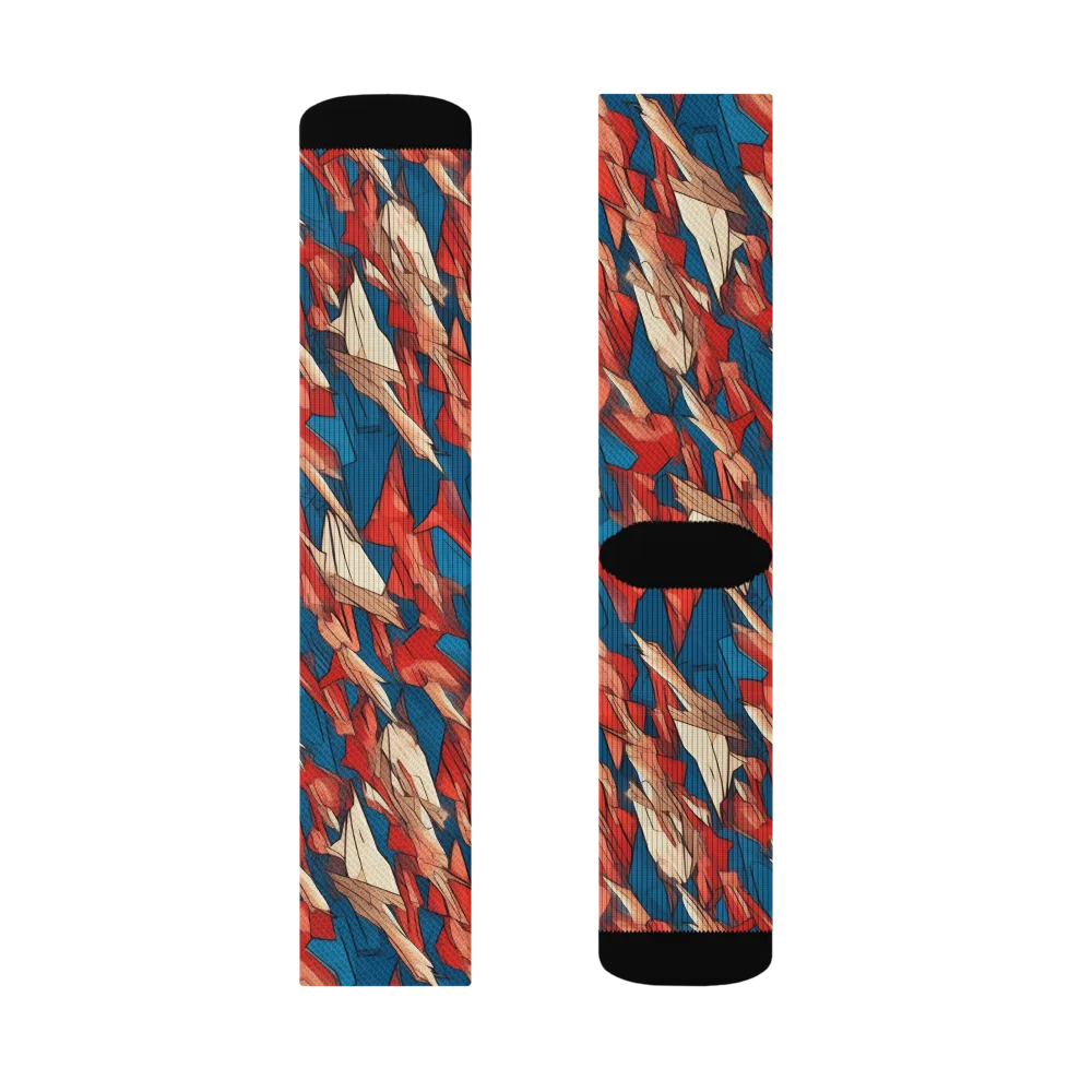 Cobalt Plume on Socks — Left Sock