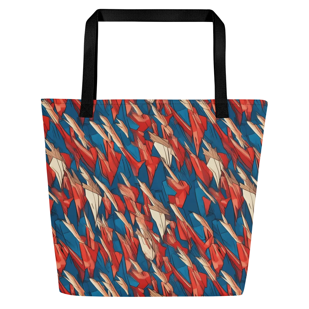 Cobalt Plume on Large Tote Bag W/ Pocket — Front