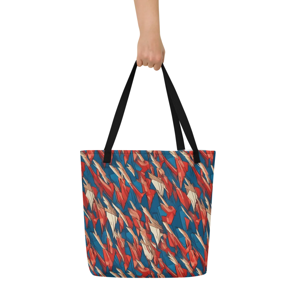 Cobalt Plume on Large Tote Bag W/ Pocket — Front