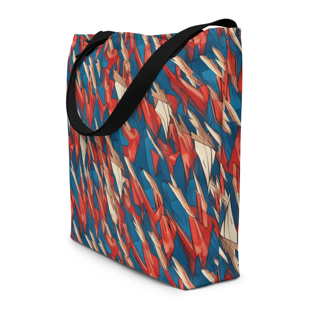 Cobalt Plume on Large Tote Bag W/ Pocket — Front