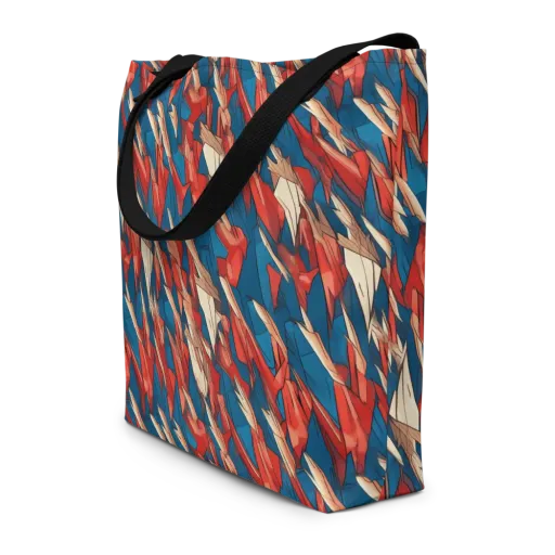 Cobalt Plume on a Large Tote Bag W/ Pocket