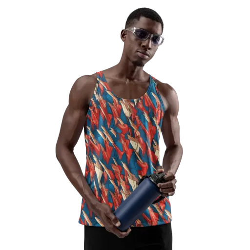 Cobalt Plume on a Men's Tank Top