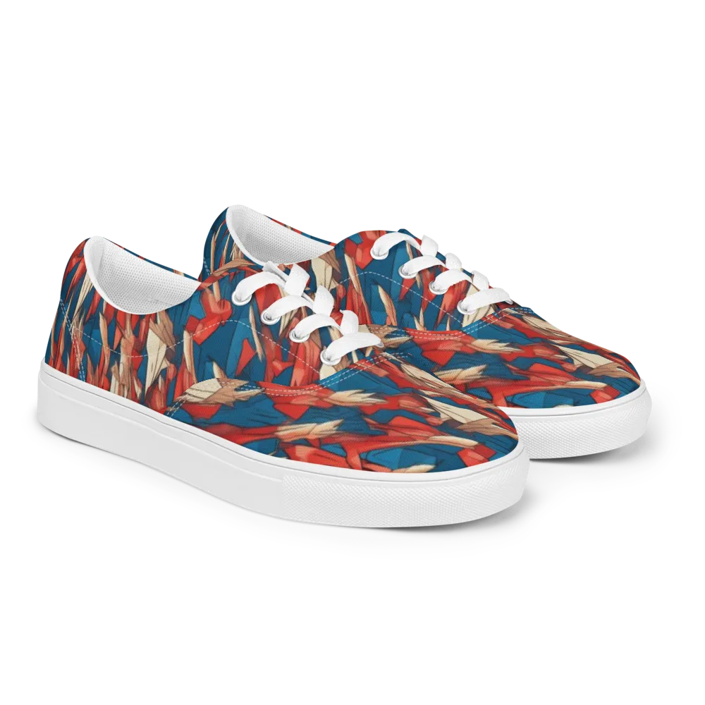 Cobalt Plume on Men's Lace-Up Canvas Shoes — Right Front