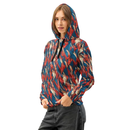 Cobalt Plume on a Cotton Hoodie