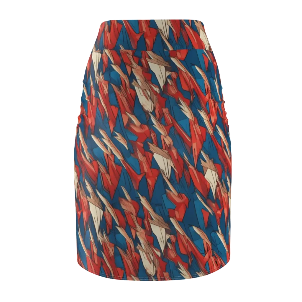 Cobalt Plume on Pencil Skirt — Back